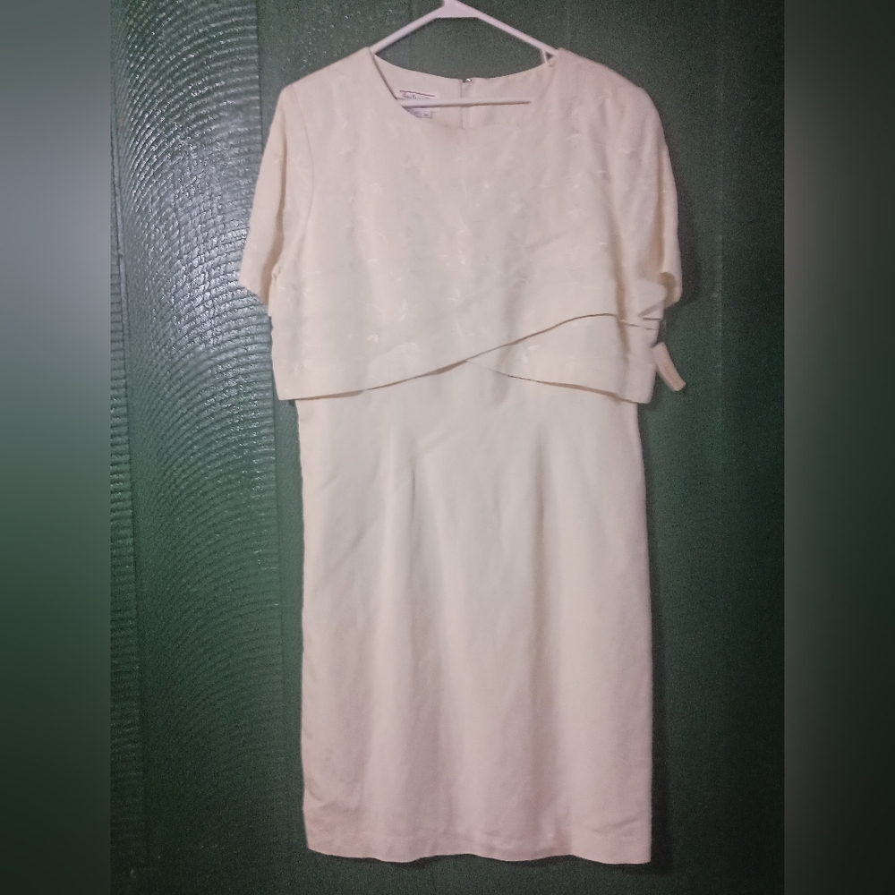 NWT VintageTalbots Depeche Line Linen Blend Embroidered Sheath Dress 16